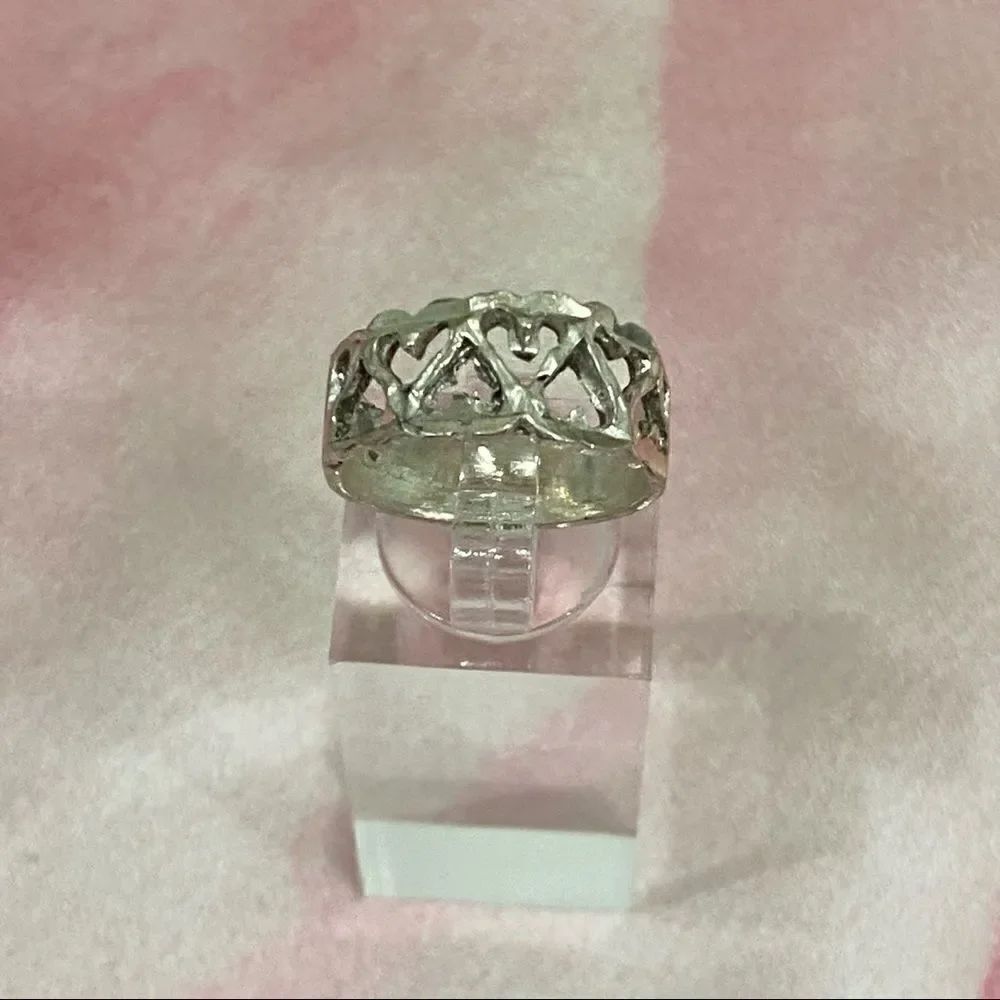 VINTAGE Silver Heart Handmade Die Cut Ring - Picture 5 of 11